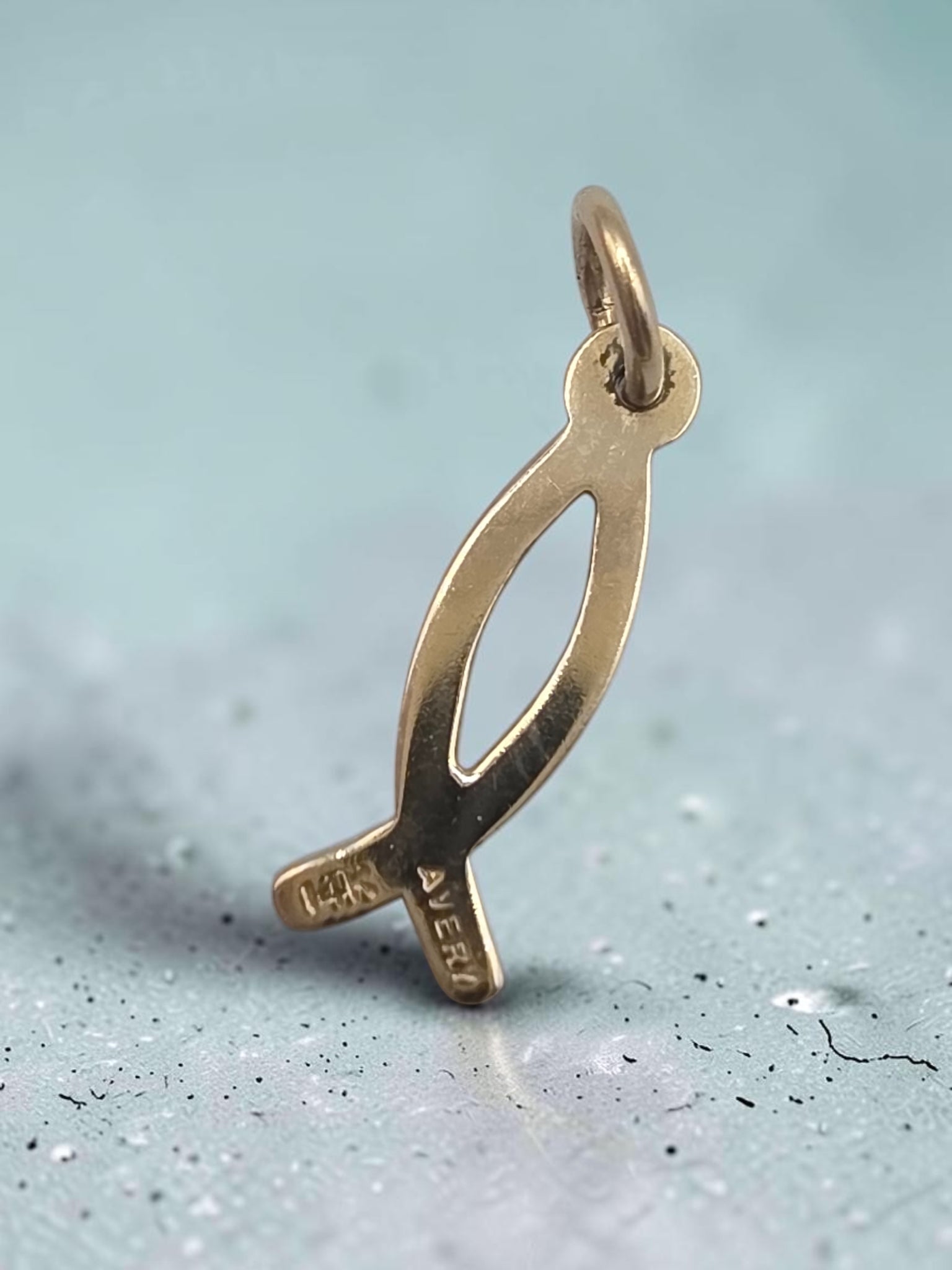 RETIRED James Avery Solid 14K Gold Ichthus Fish Charm Pendant - Uncut with Box