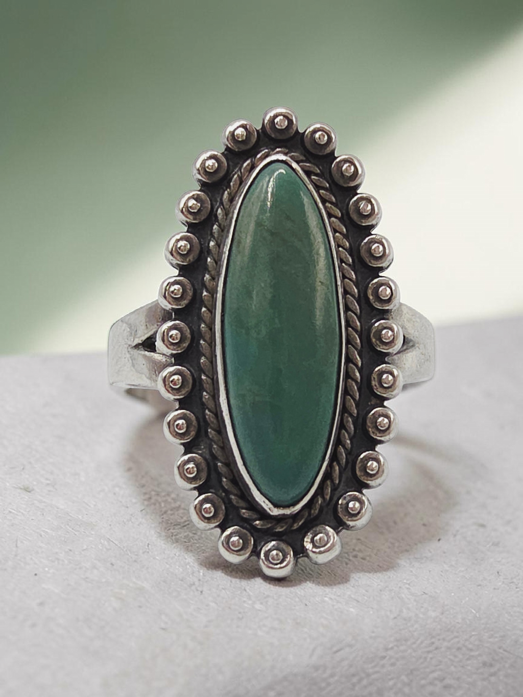 925 Sterling Silver Southwest Style Turquoise Ring - Size 7