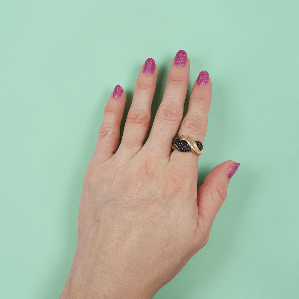 925 Sterling Silver Ring with Rose Gold Vermeil & Black Tourmaline – Size 9