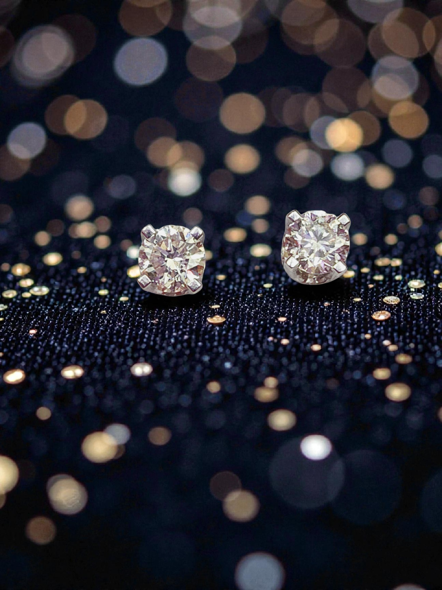 Solid 14K White Gold Diamond Stud Earrings with Screwbacks