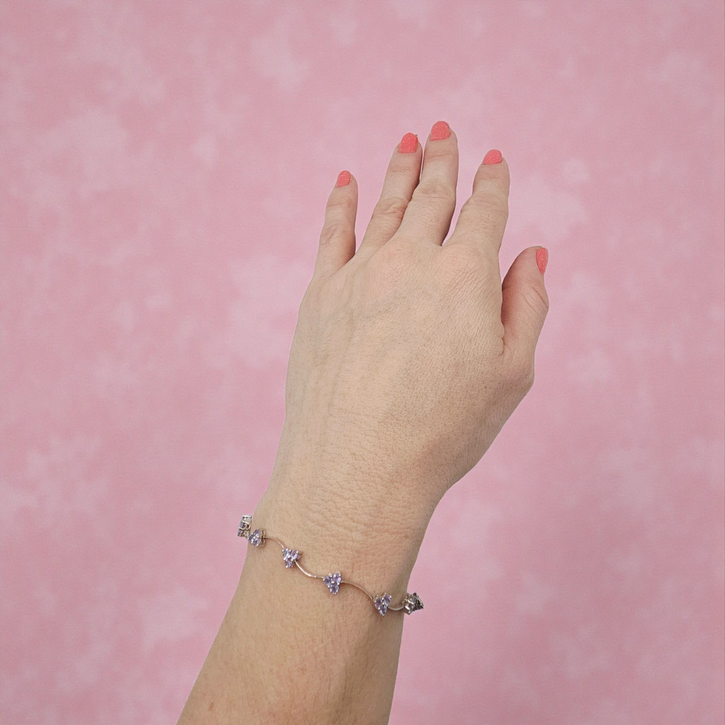 Solid 14K White Gold Bracelet with Tanzanite – 7 Inches