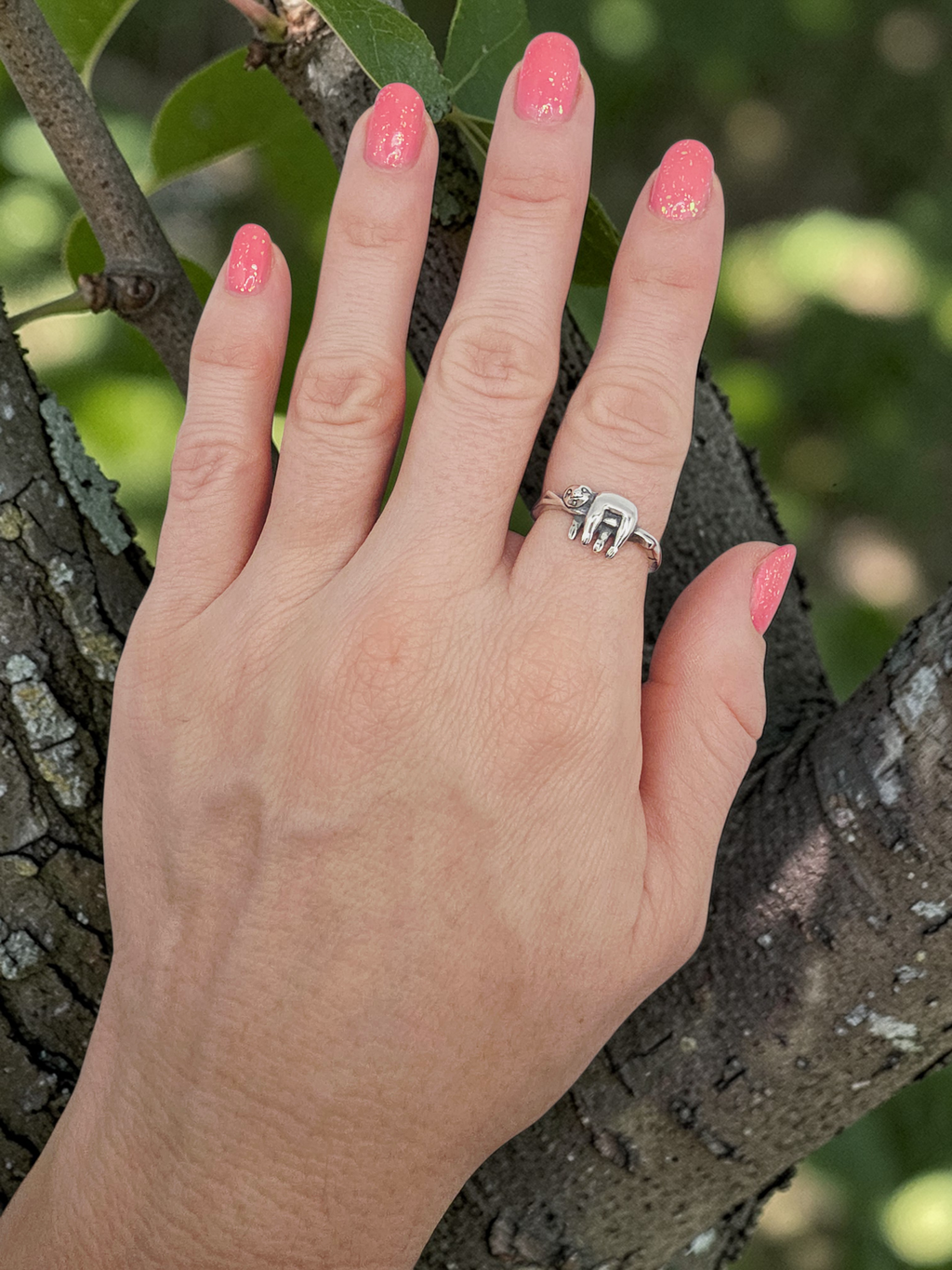 RETIRED James Avery Lazy Sloth Animal 925 Sterling Silver Ring - Size 8