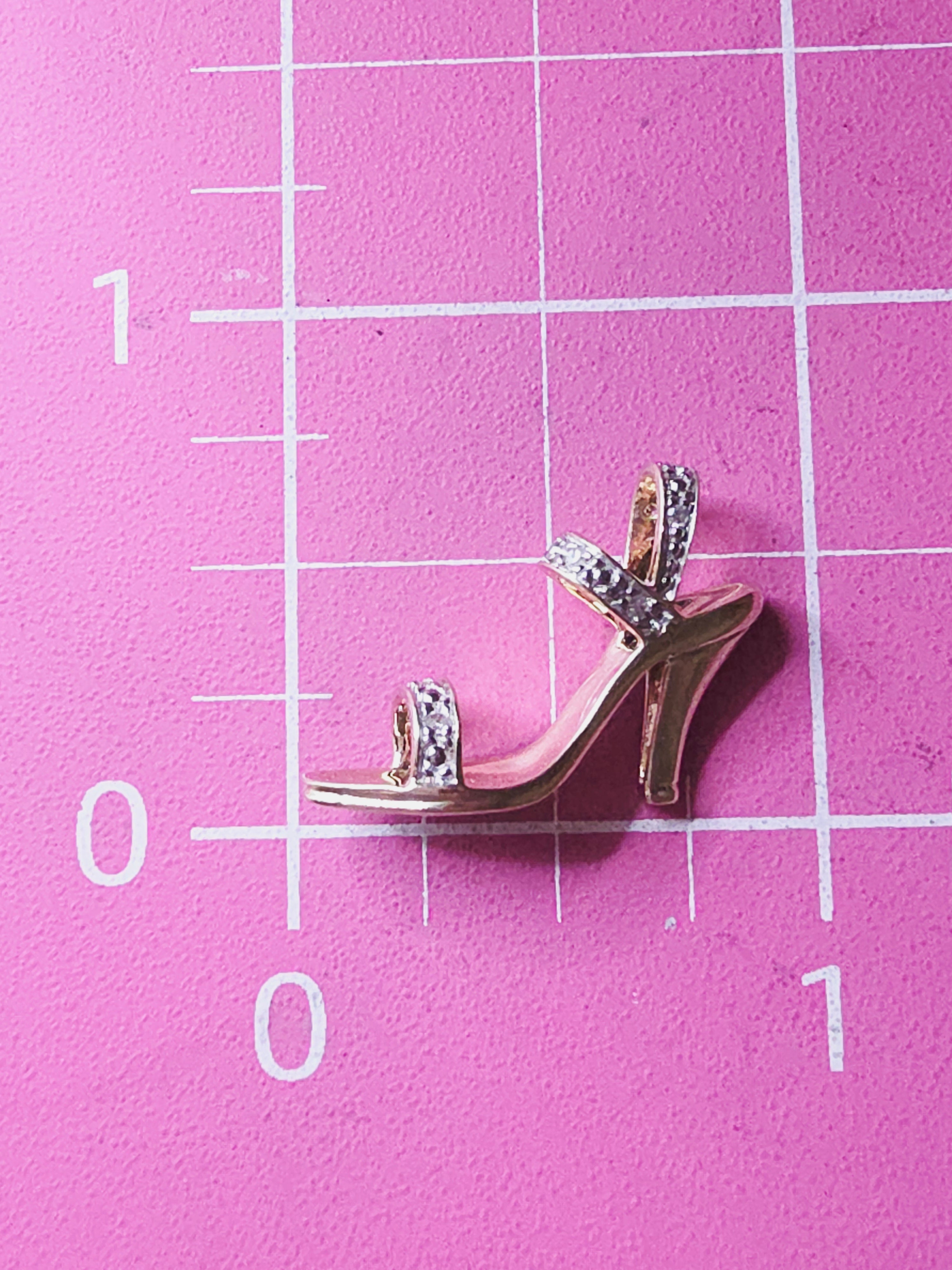 Solid 10K Gold High Heel Stiletto Necklace Pendant with Diamond Accents