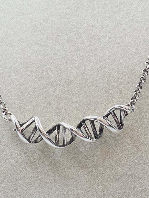 925 Sterling Silver DNA Science Life Pendant Necklace - Adjustable