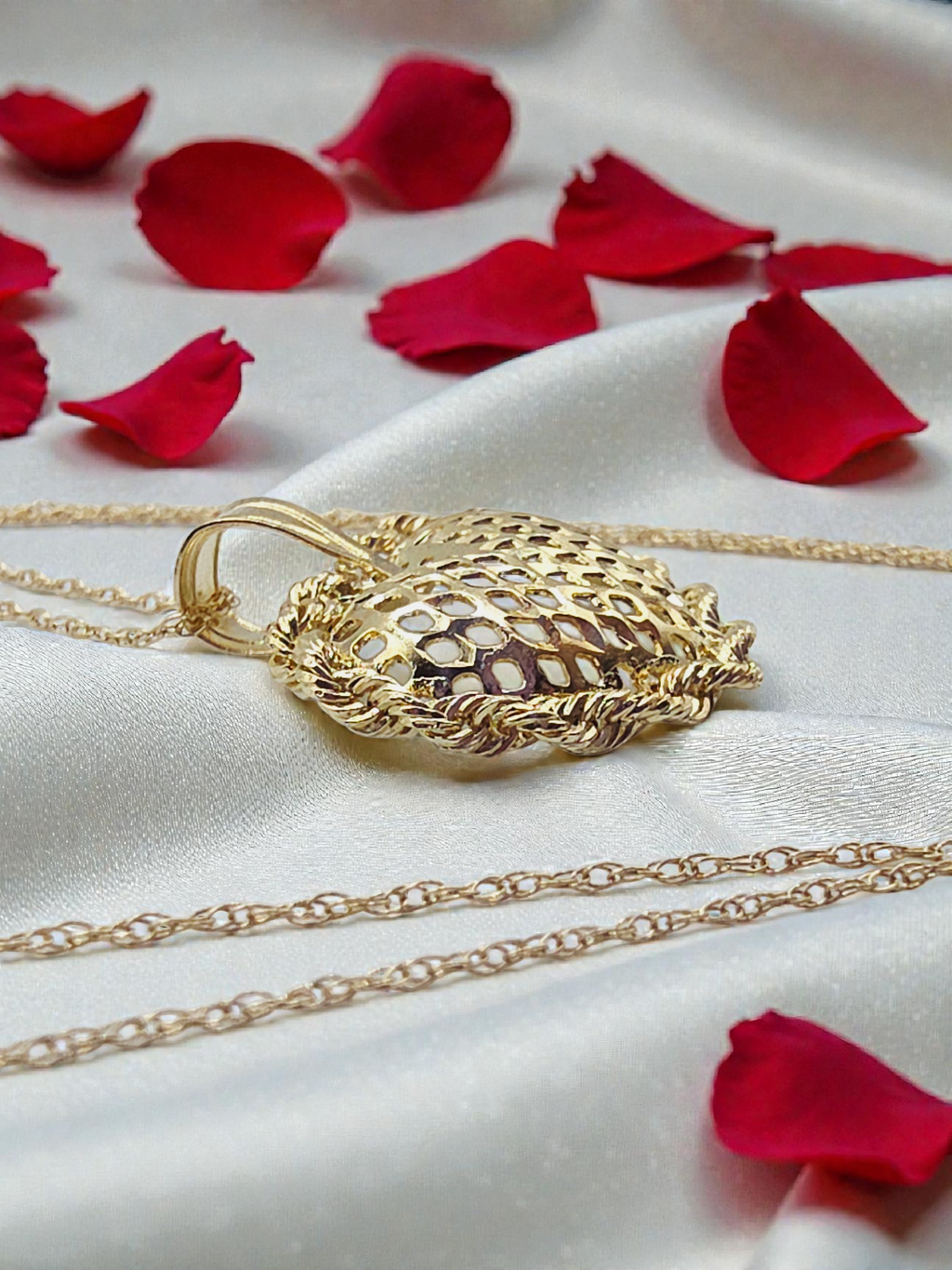 Michael Anthony Solid 14K Gold Filigree Heart Pendant Necklace - 18 Inches