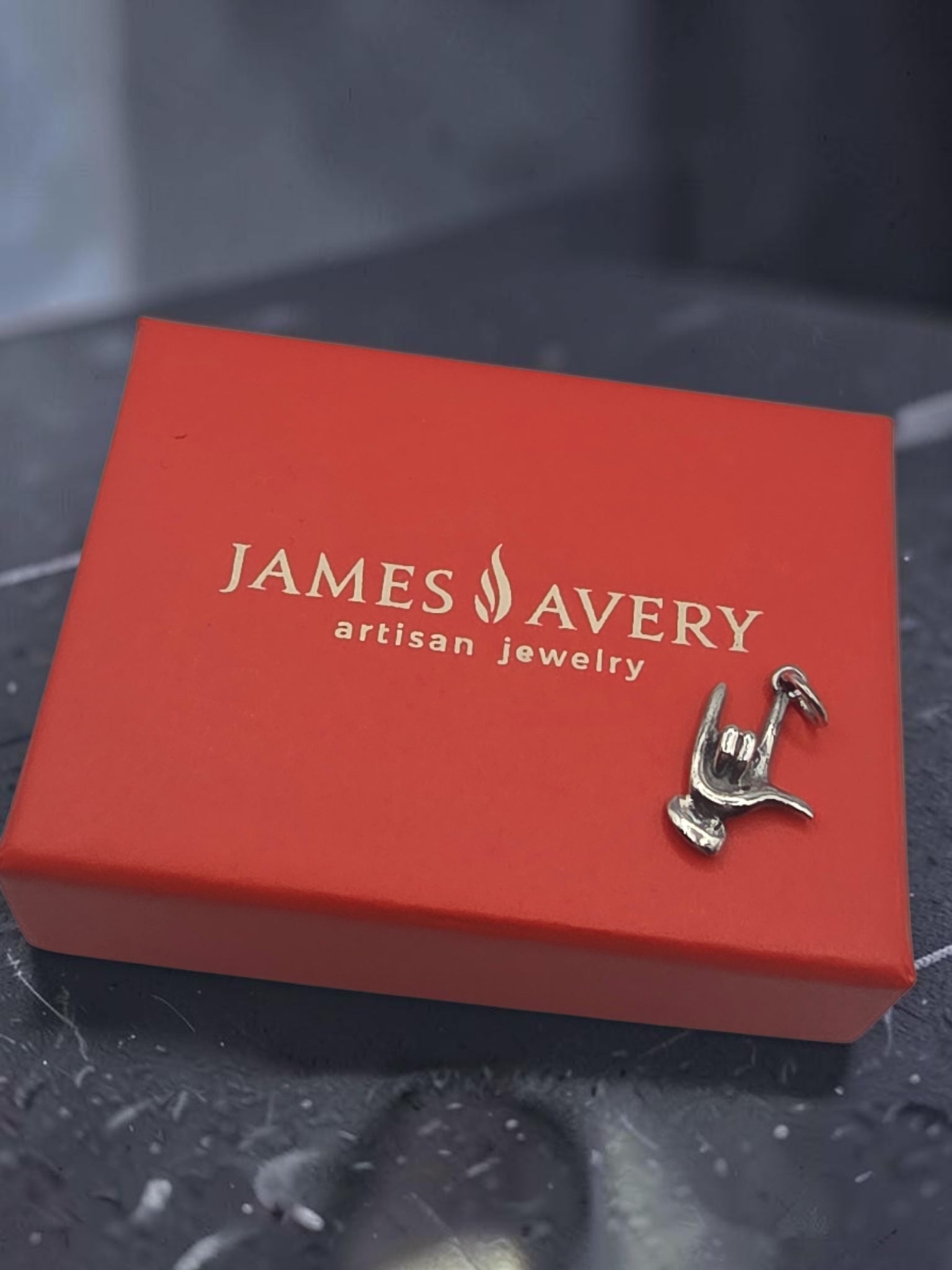 RETIRED James Avery Sterling Silver Charm Pendant - Sign Language Hand I Love You