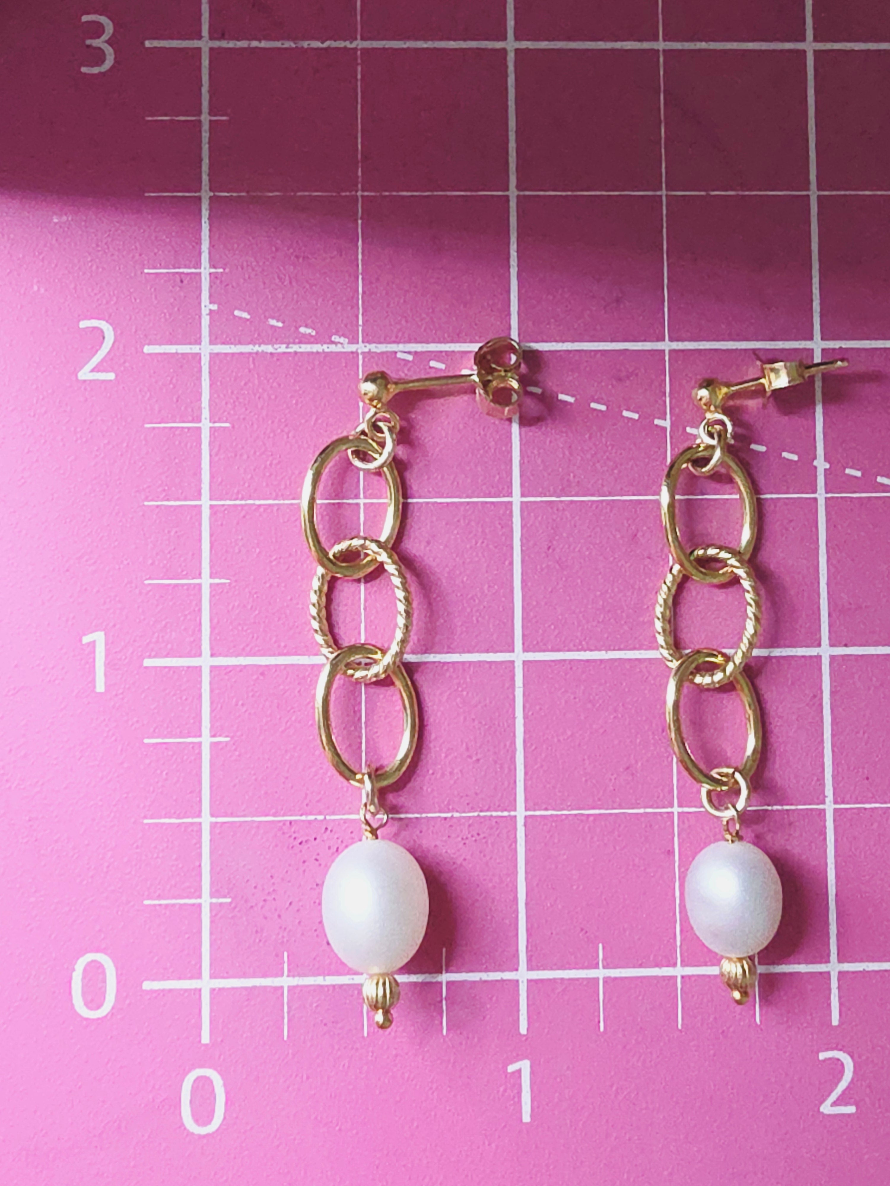 Veronese Gold Vermeil 925 Sterling Silver Pearl Italian Dangle Earrings - 2 Inch