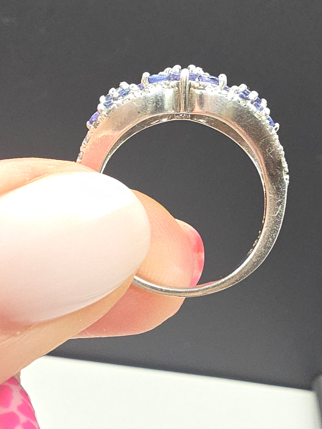 BBJ Sterling Silver Violet Periwinkle CZ Cubic Zirconia Cluster Ring - Size 6