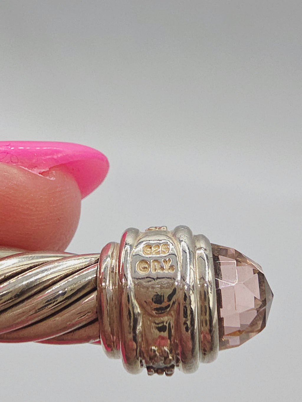 David Yurman Sterling Silver Cable Bracelet with Morganite & Diamonds - Medium