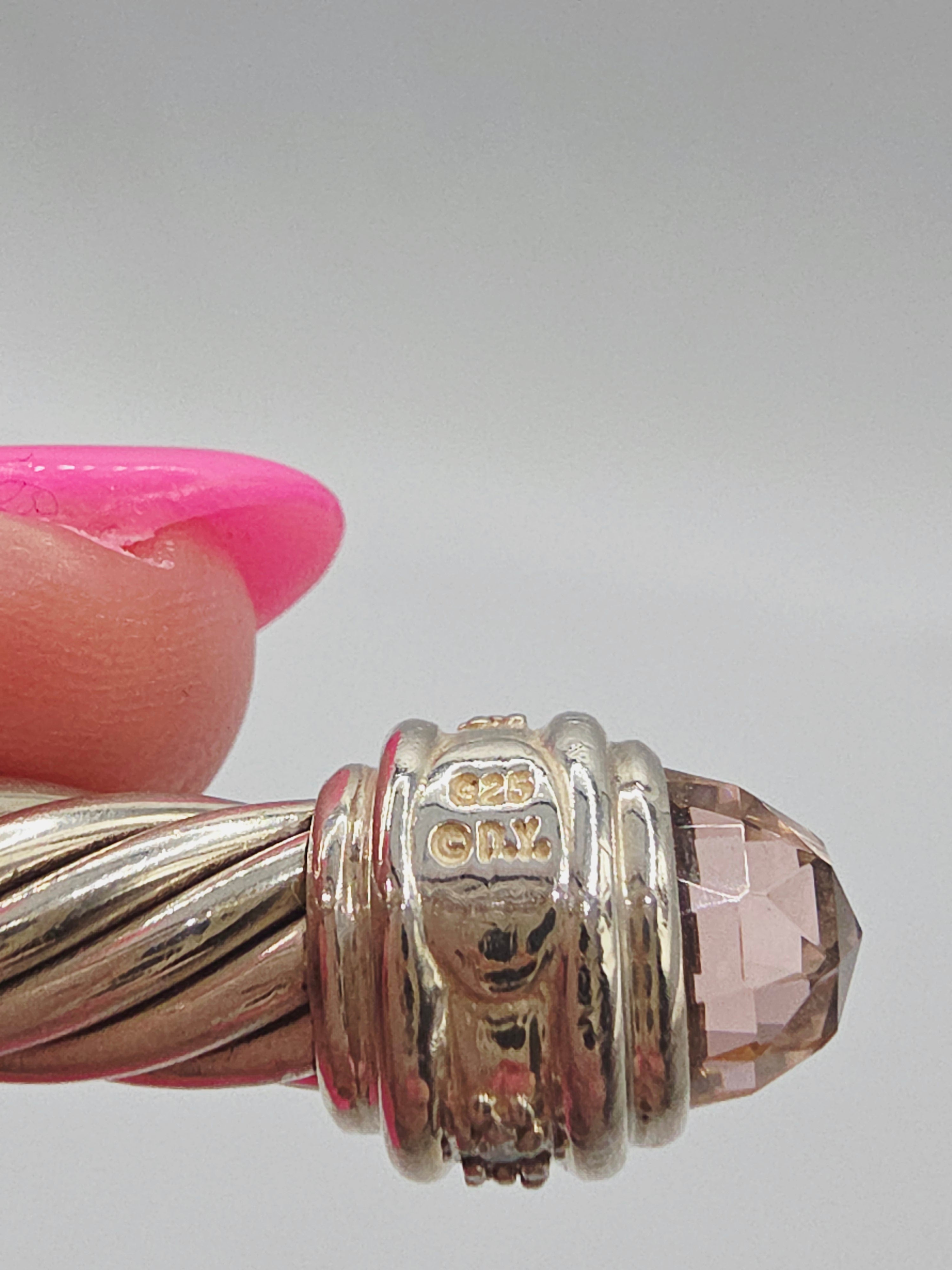David Yurman Sterling Silver Cable Bracelet with Morganite & Diamonds - Medium