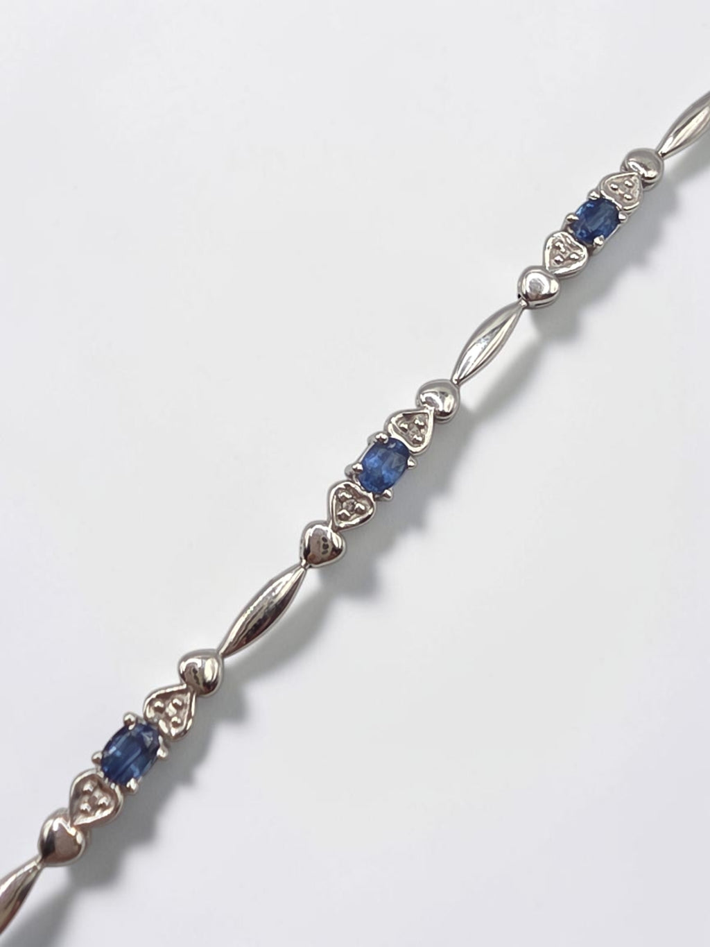 Vintage Sadye L Vassil Solid 10K Gold Blue Sapphire & Diamond Bracelet 7.25 Inch
