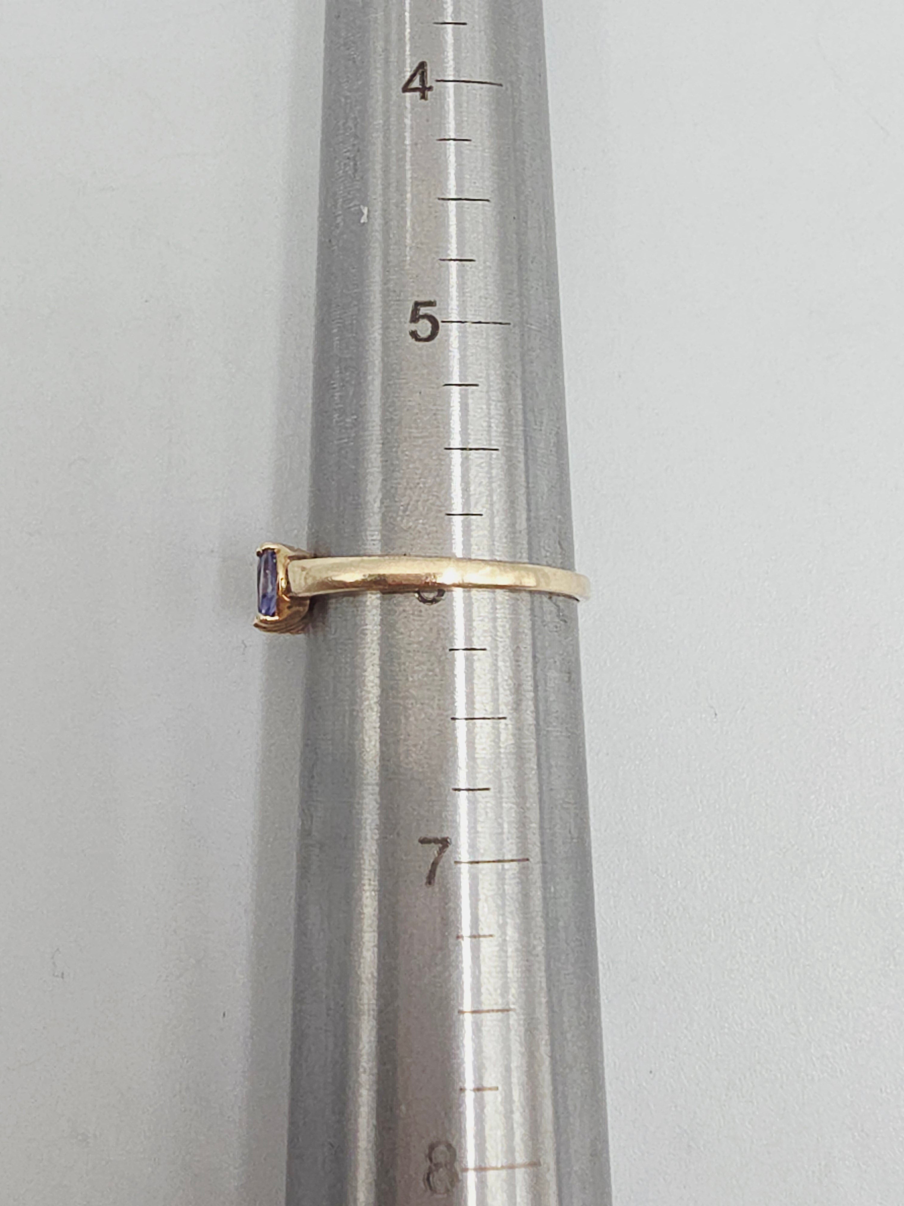 Solid 10K Yellow Gold Ring with Marquise Cut Tanzanite Cluster - Size 6