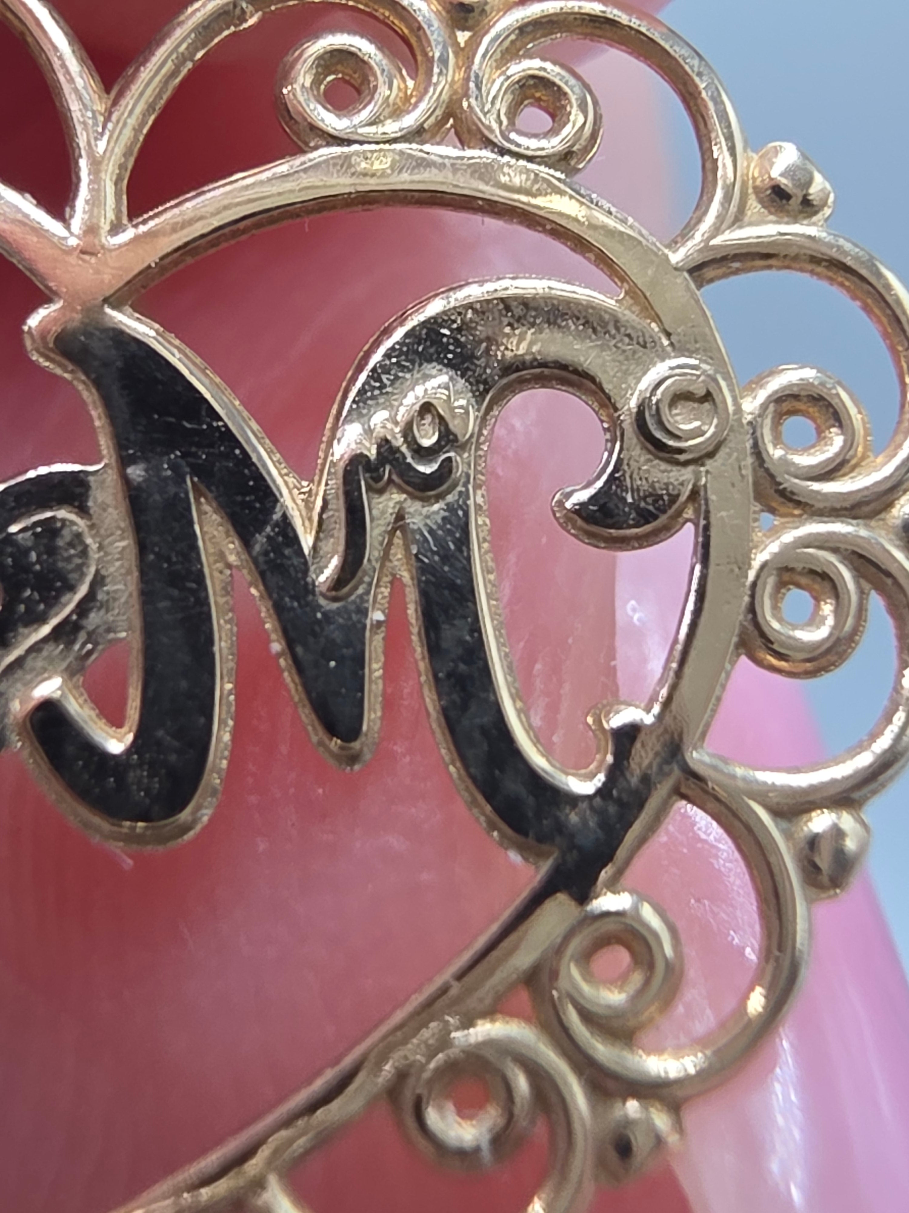 Vintage Michael Anthony Solid 14K Two Tone Mom Heart Pendant Diamond Accent