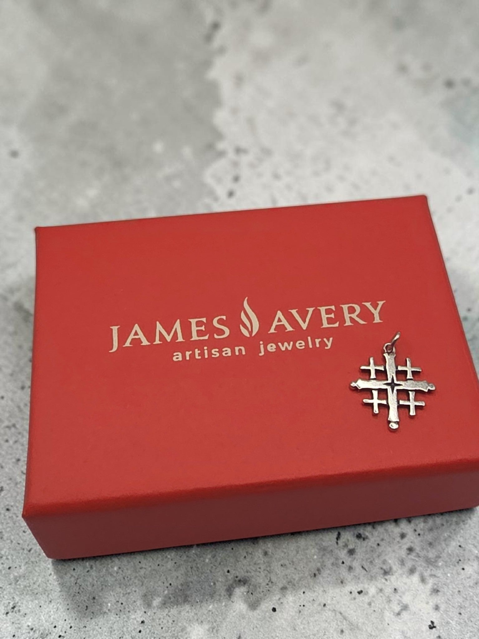 Retired James Avery Jerusalem Cross Sterling Silver Charm Pendant