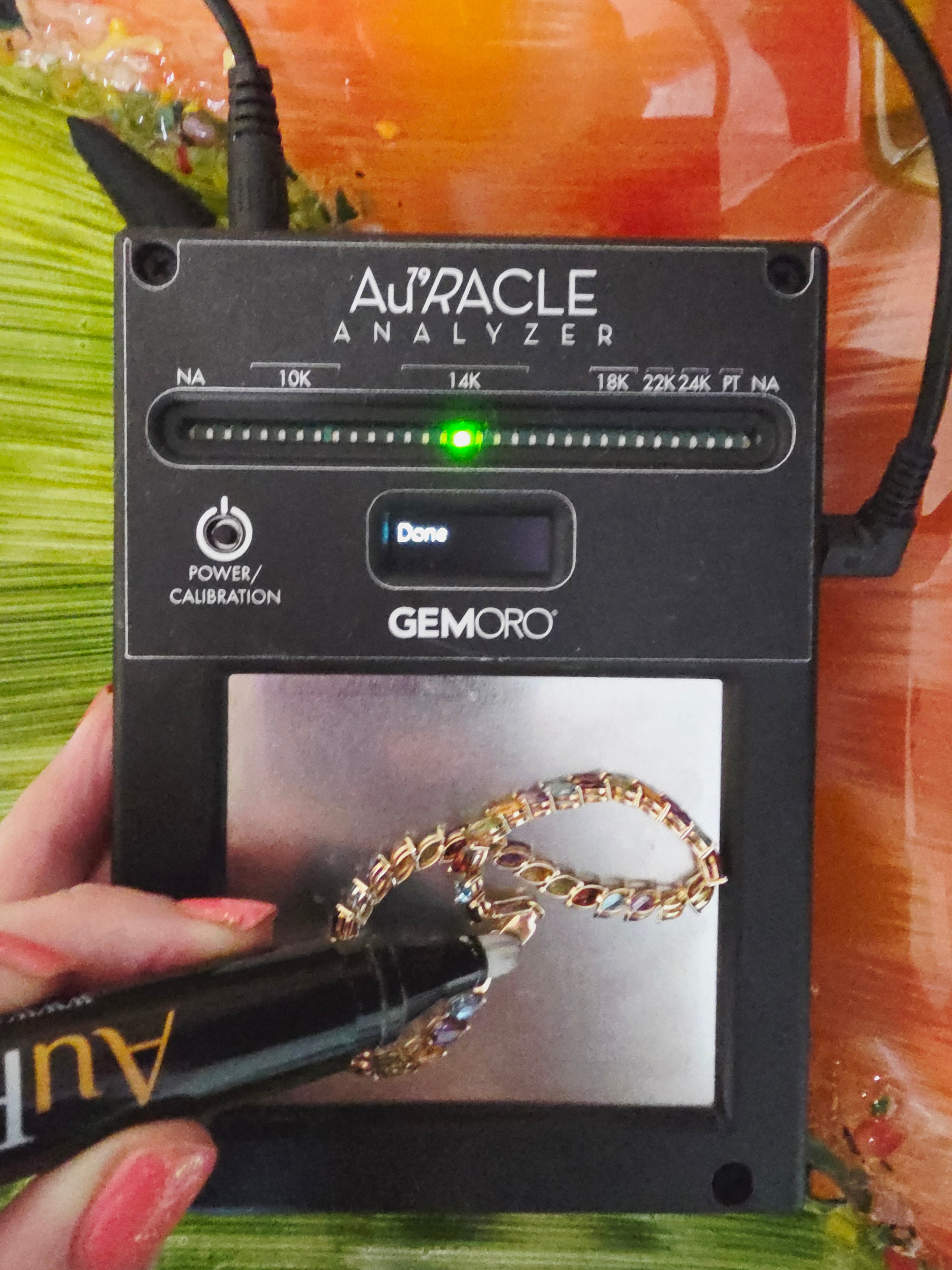 Solid 14K Gold Bracelet with Garnet, Topaz, Citrine, Peridot, Amethyst 7.25 Inch