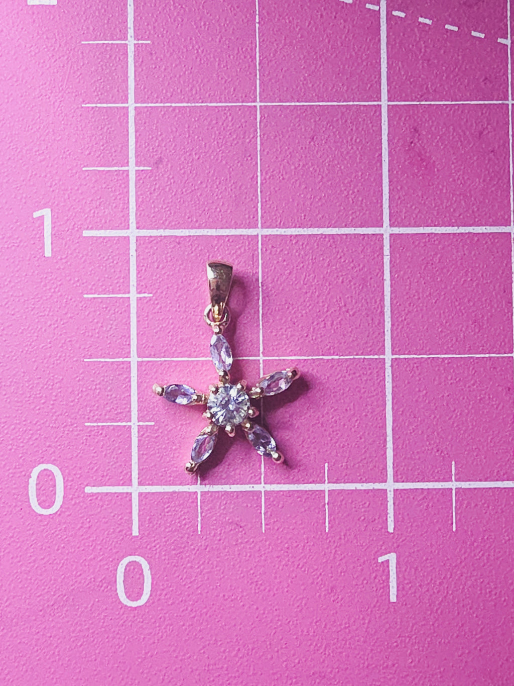 Solid 10K Yellow Gold Star Pendant with Blue Topaz and Tanzanite