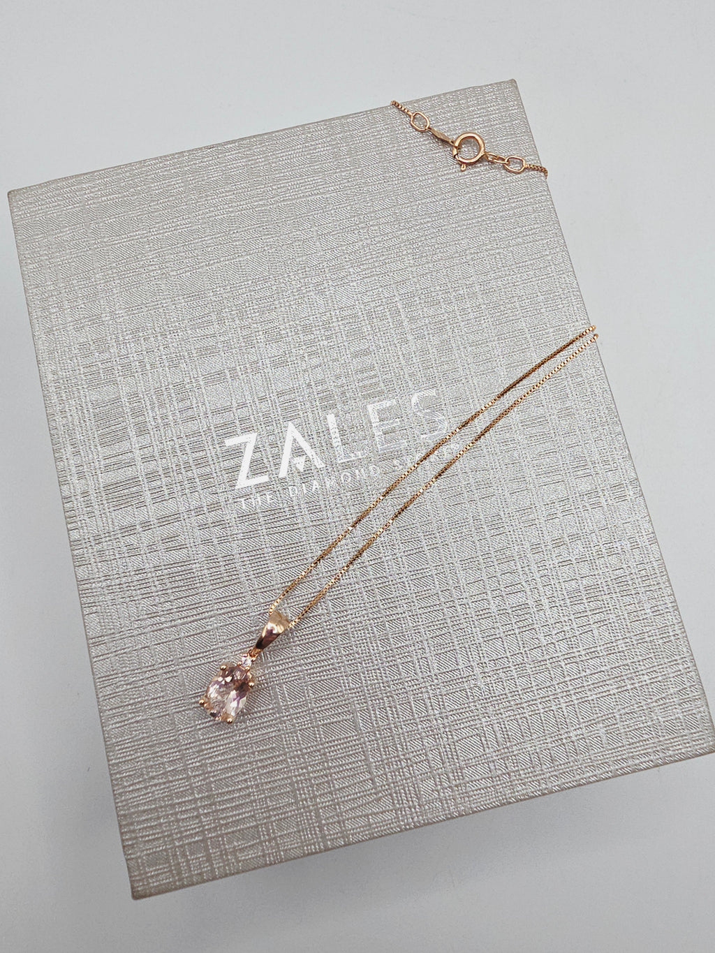 Solid 10K Yellow Gold Necklace with Morganite Pendant - 18 Inches
