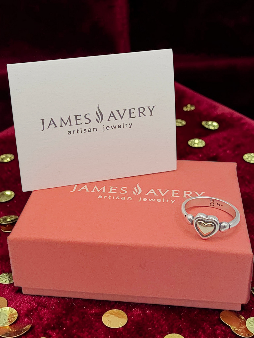 RETIRED James Avery True Heart Sterling Silver & 14K Gold Ring Sz 6.75 RARE HTF