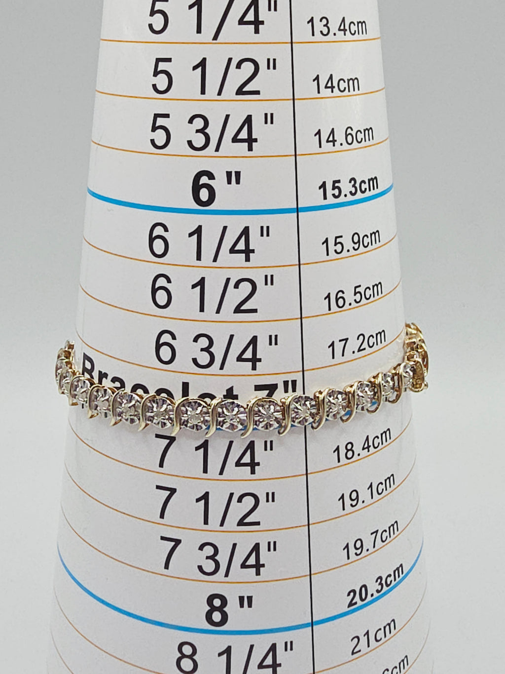 Solid 10K Yellow & White Gold Diamond Tennis Bracelet - 7 Inches