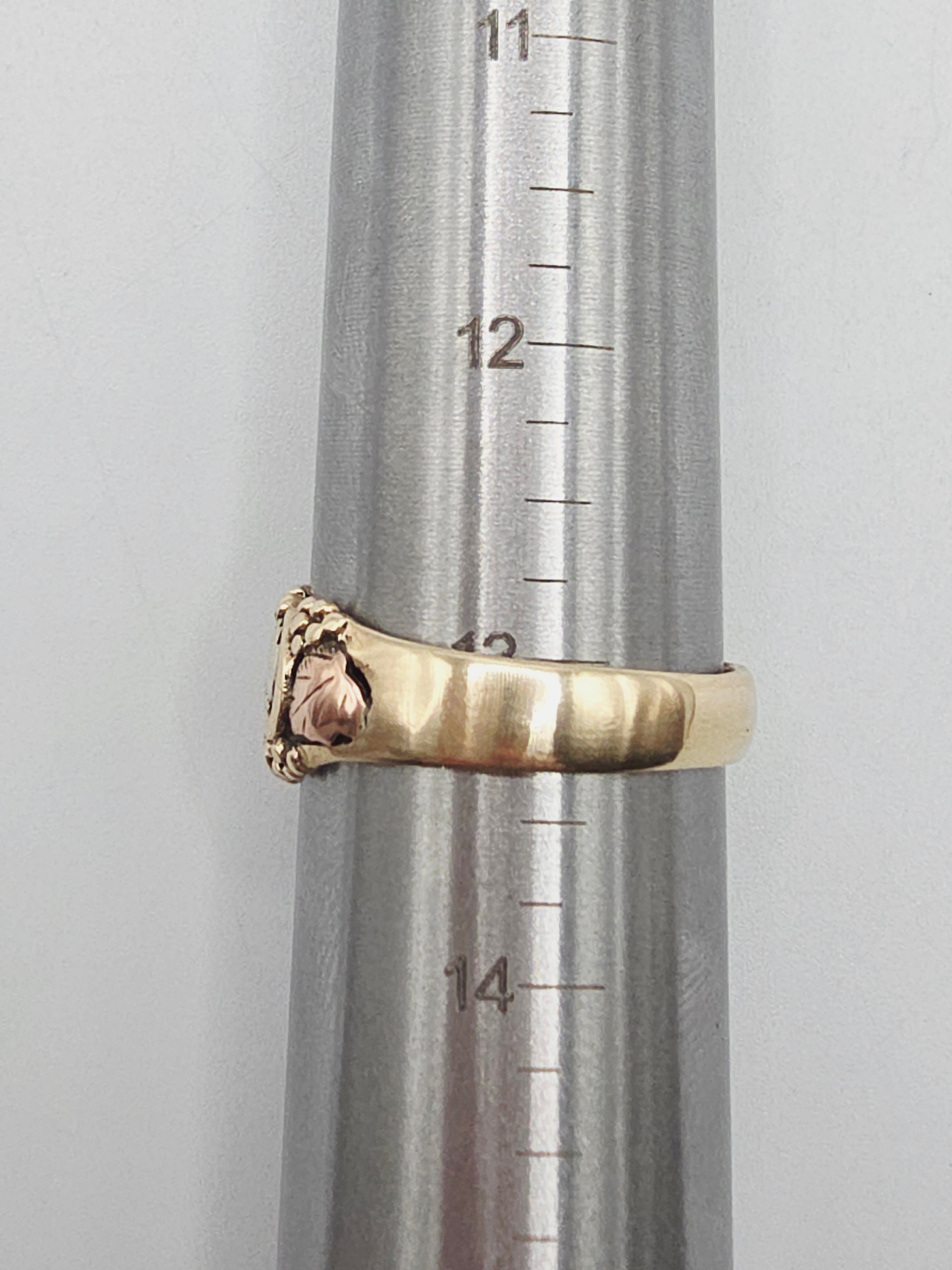 Black Hills Solid 10K Gold Grape Leaf Ring Band - Size 13.25