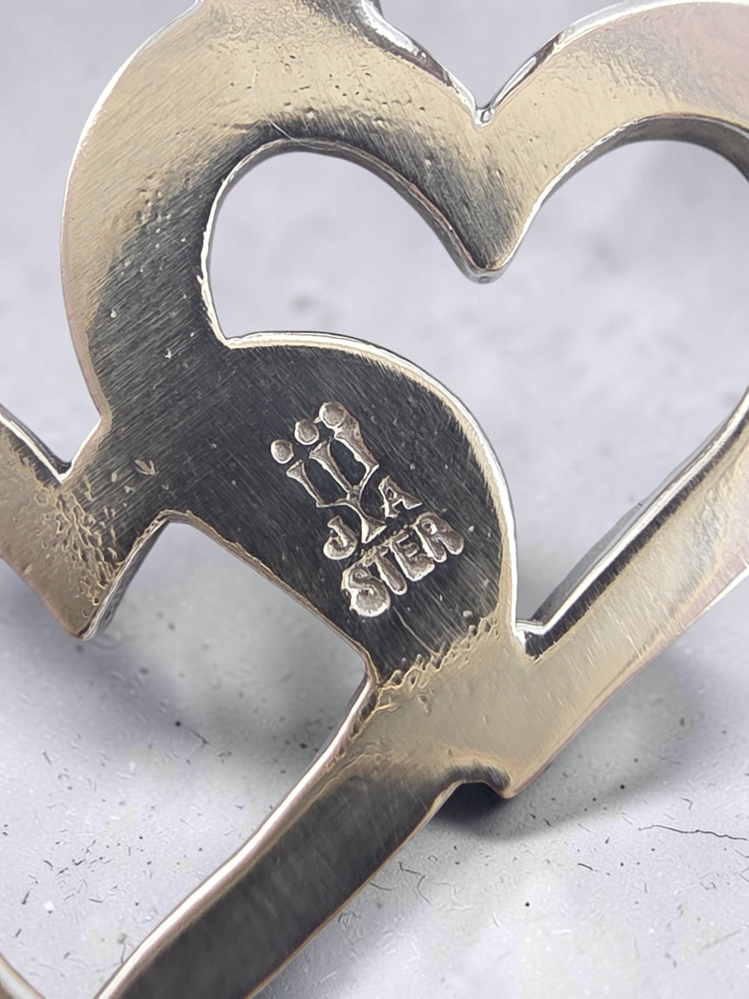 Retired James Avery 925 Sterling Silver Double Open Cupid Hearts Charm Pendant