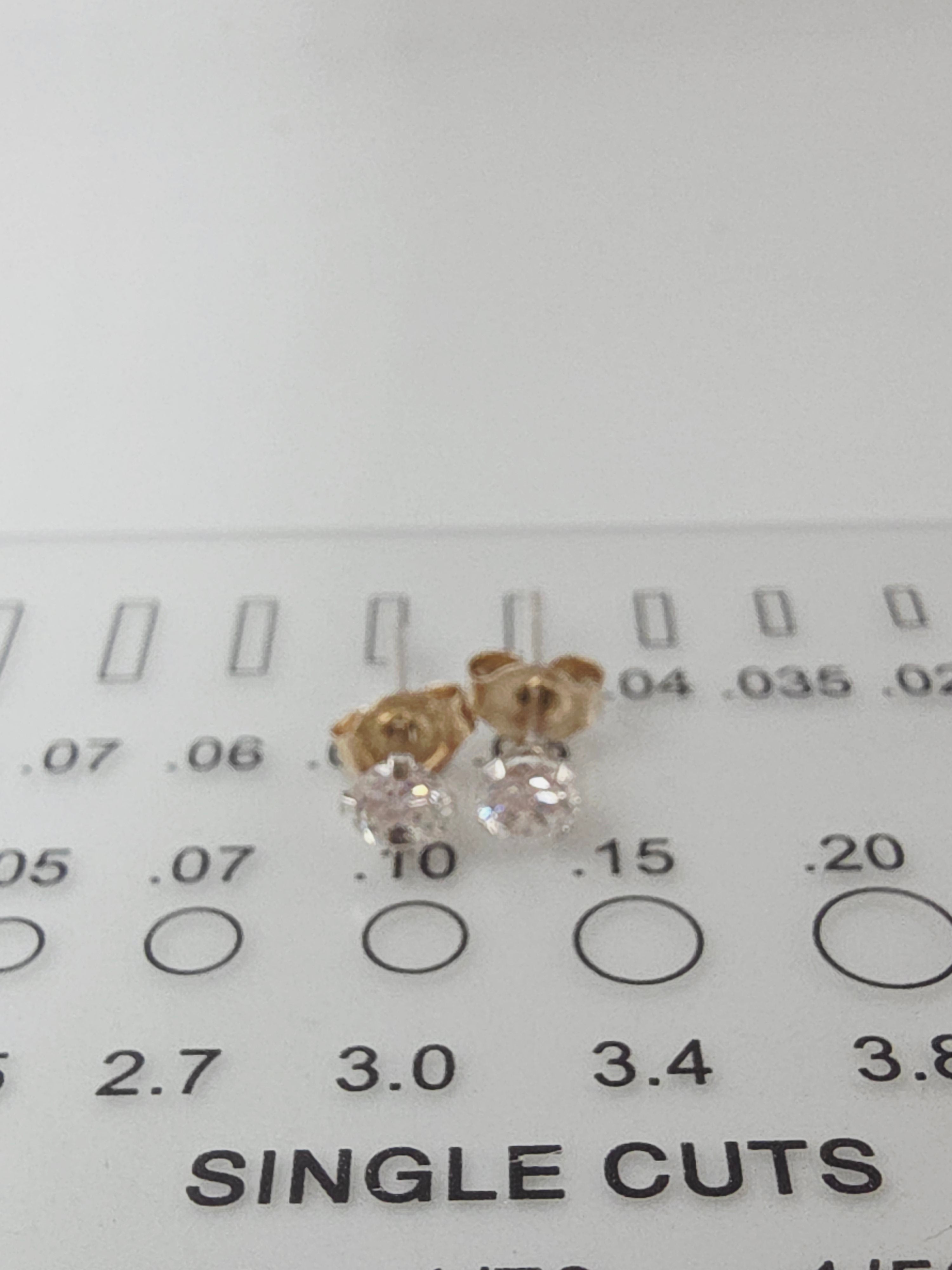 Solid 14K Two-Tone Gold Petite CZ Stud Earrings