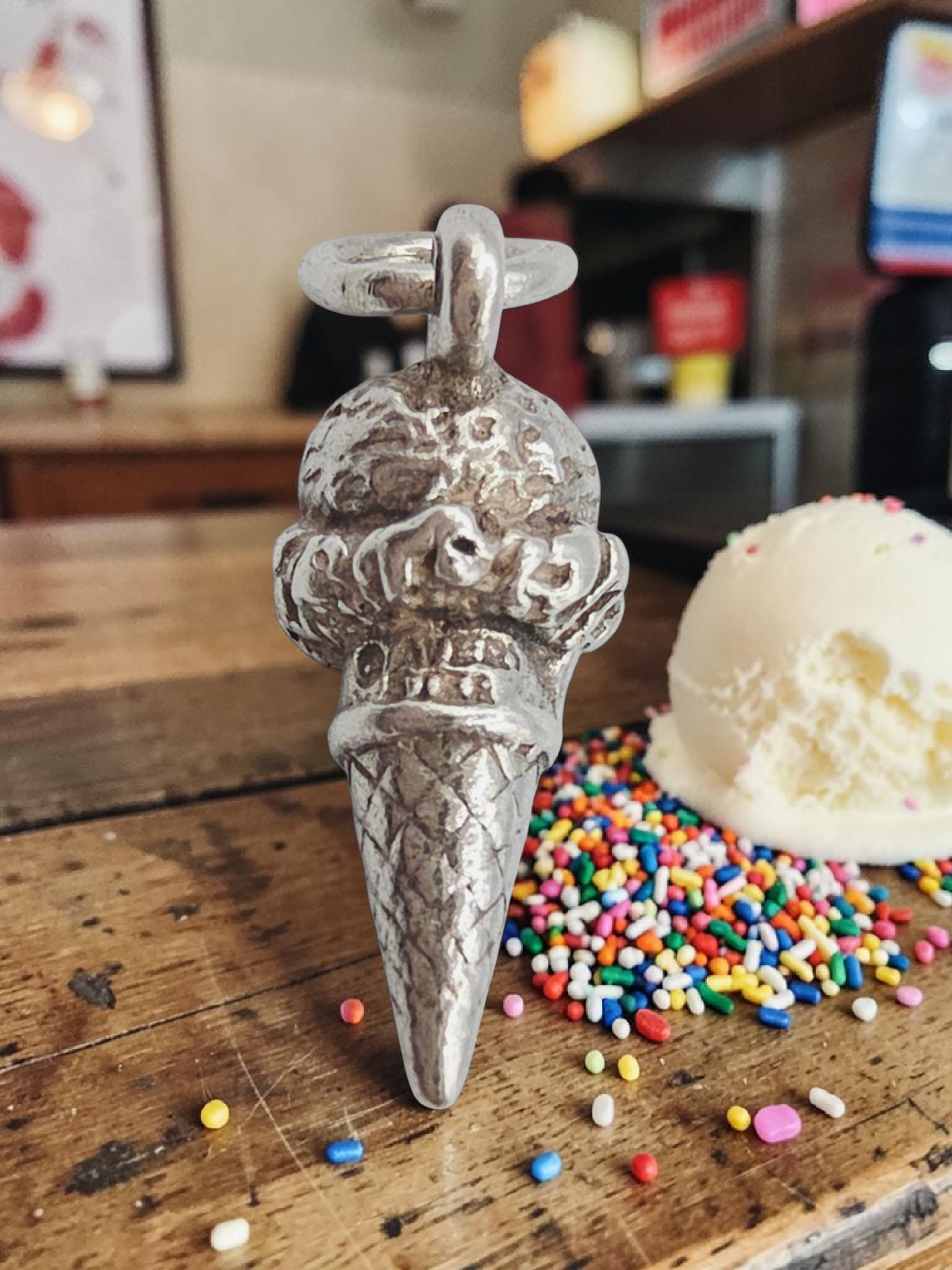 James Avery Sterling Silver 3D Ice Cream Cone Charm Pendant - RETIRED
