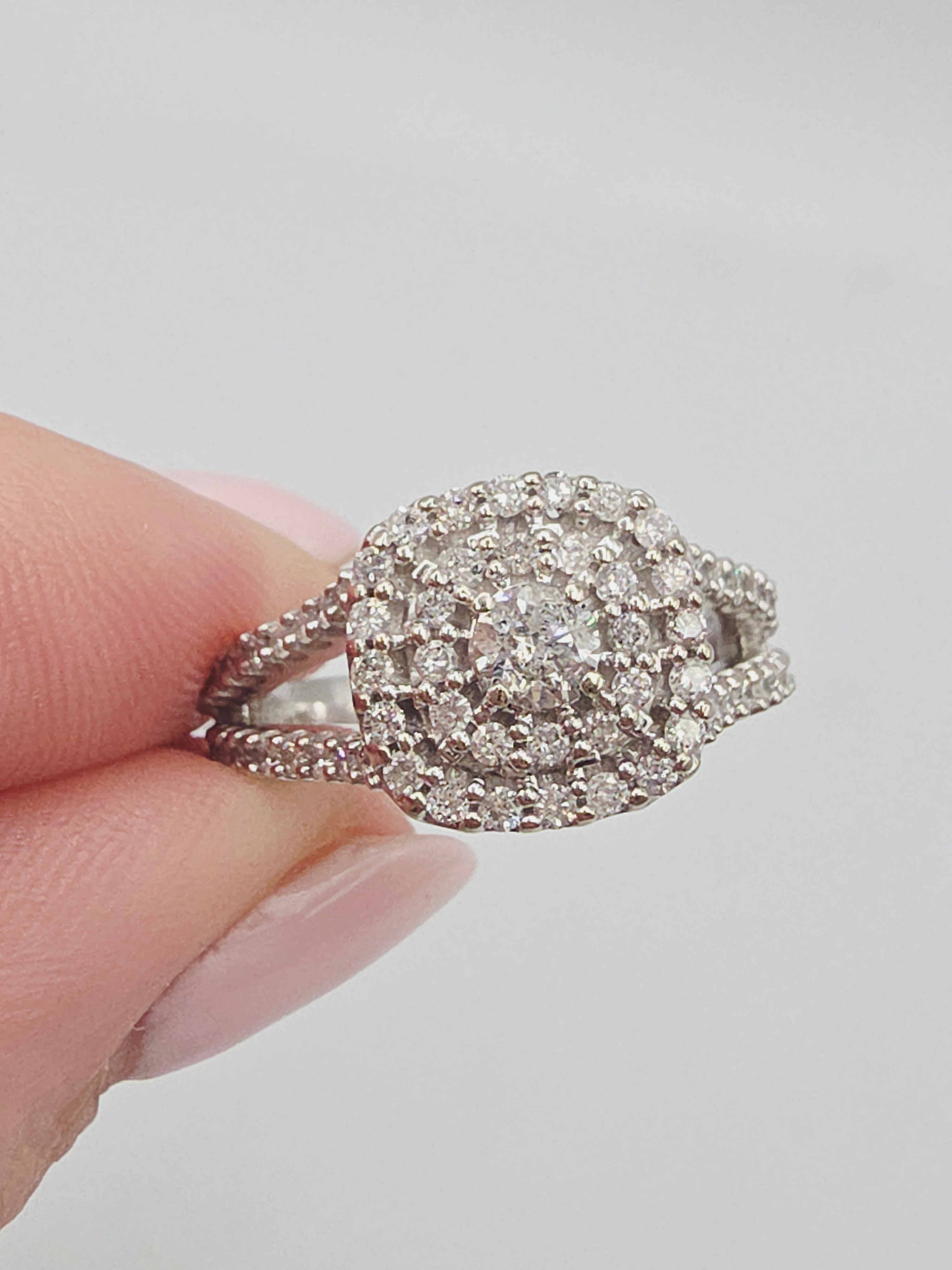 Pompeii3 Solid 10K White Gold Diamond Engagement Ring - Size 7