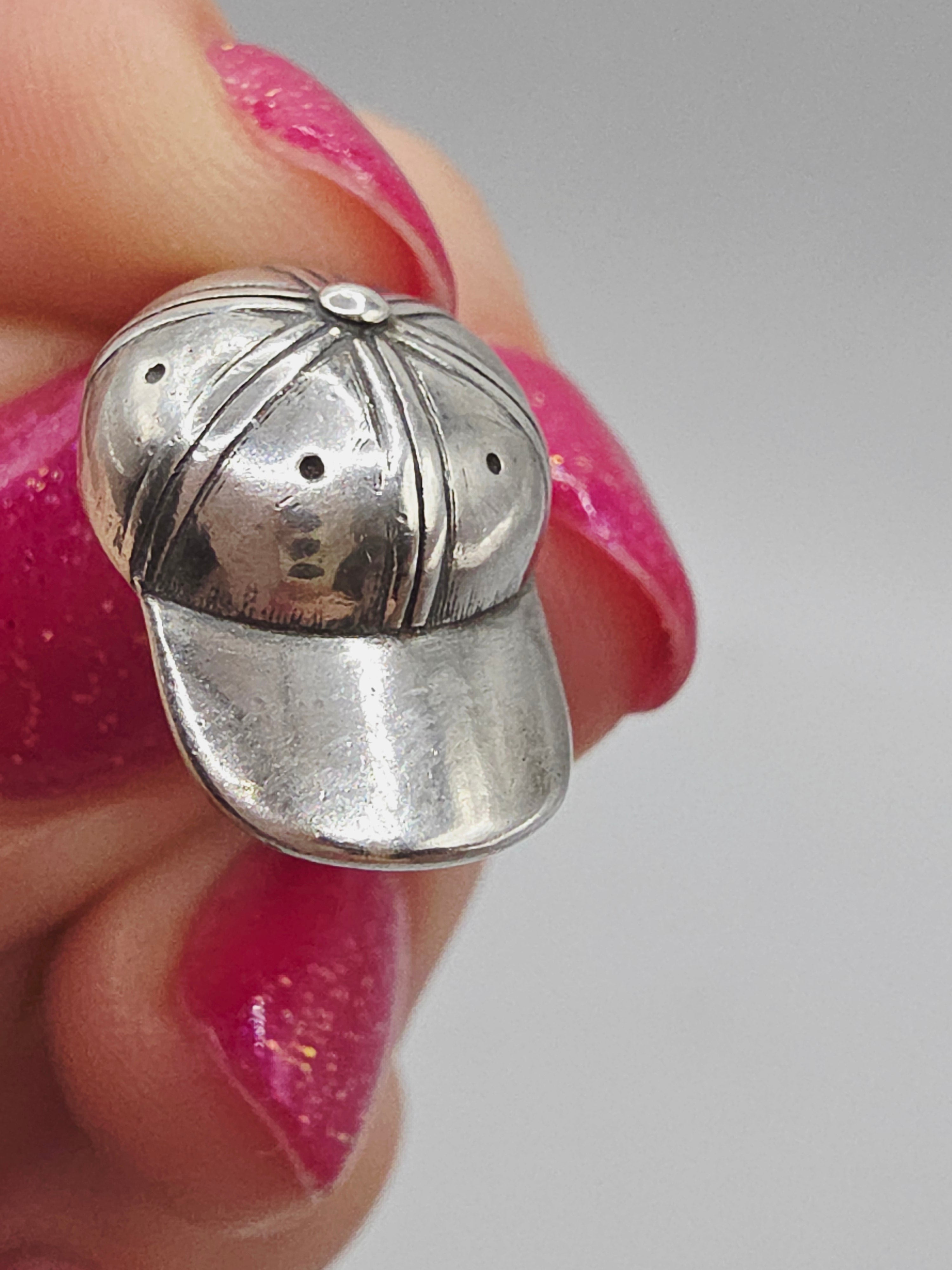 James Avery Sterling Silver 3D Baseball Cap Hat Charm Pendant RETIRED HTF UNCUT
