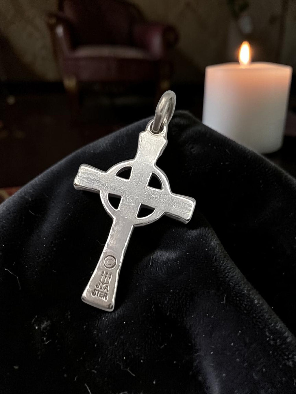 RETIRED James Avery Sterling Silver Hammered Celtic Cross Textured Charm Pendant