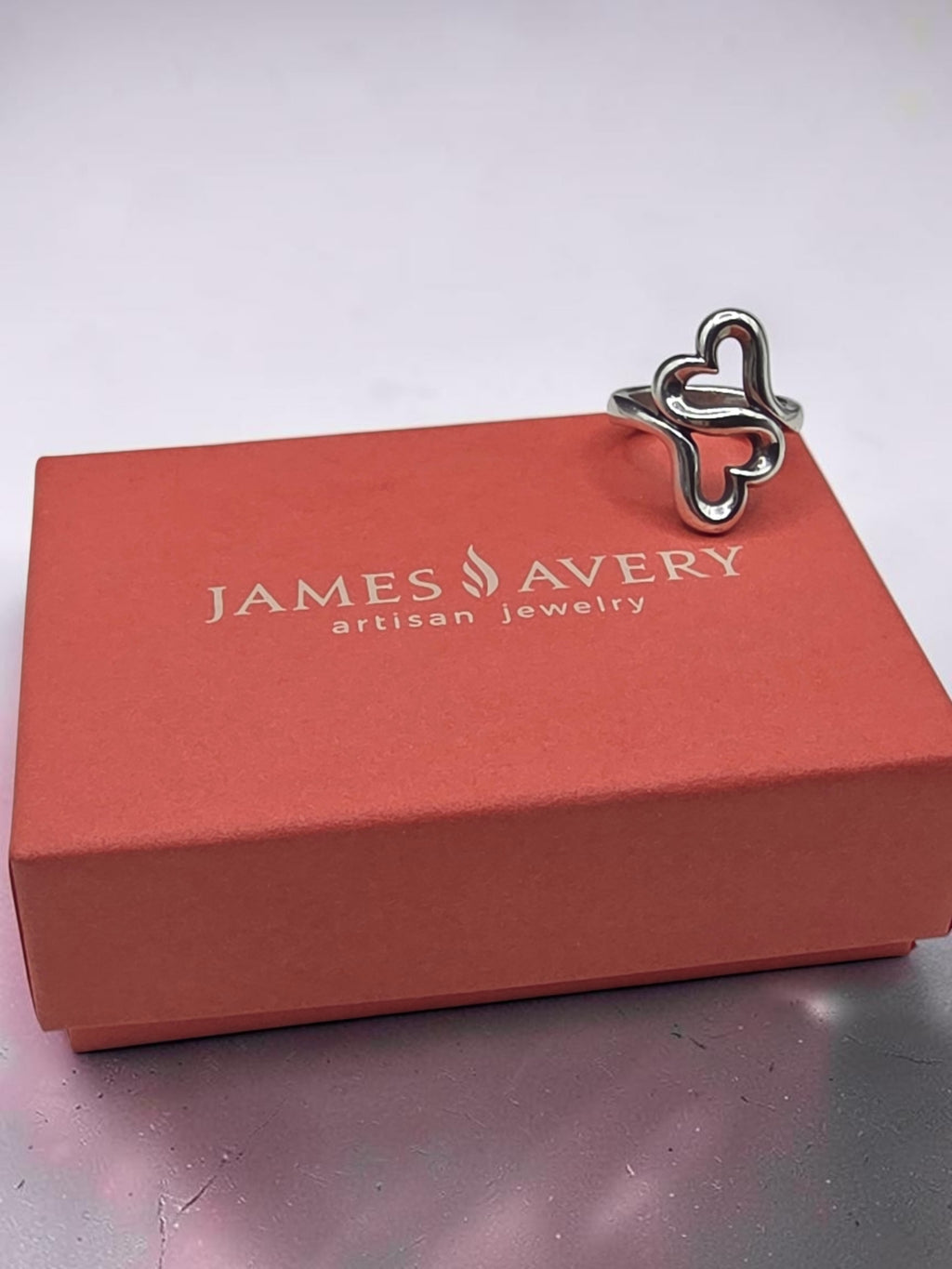 James Avery Sterling Silver Heart to Heart Open Double Heart Ring - Size 5