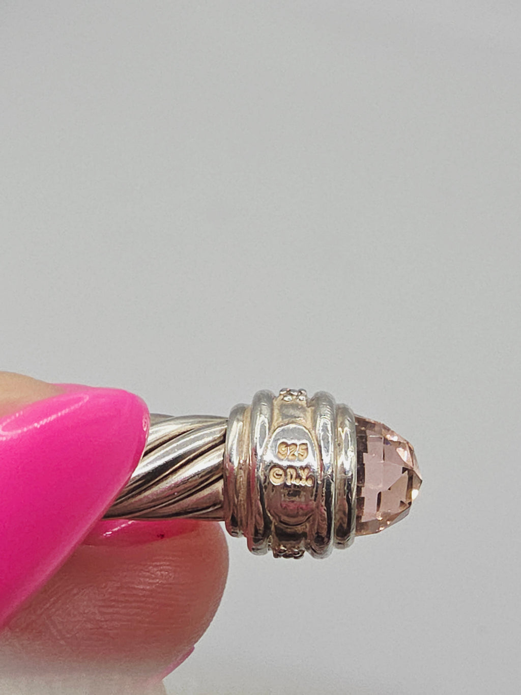 David Yurman Sterling Silver Cable Bracelet with Morganite & Diamonds - Medium