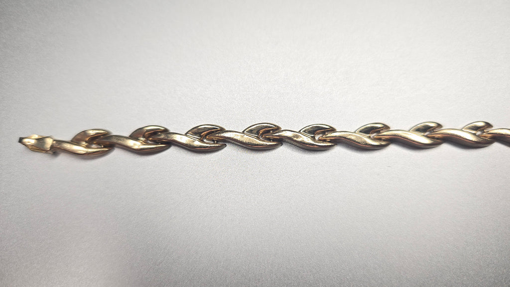 Solid 10K Yellow Gold Bracelet with Unique Hollow Links 7.25" Turkey
