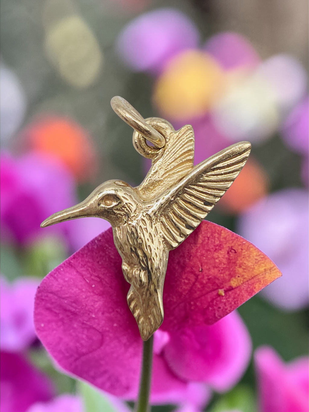 James Avery Solid 14K Yellow Gold Hummingbird Bird Charm Pendant