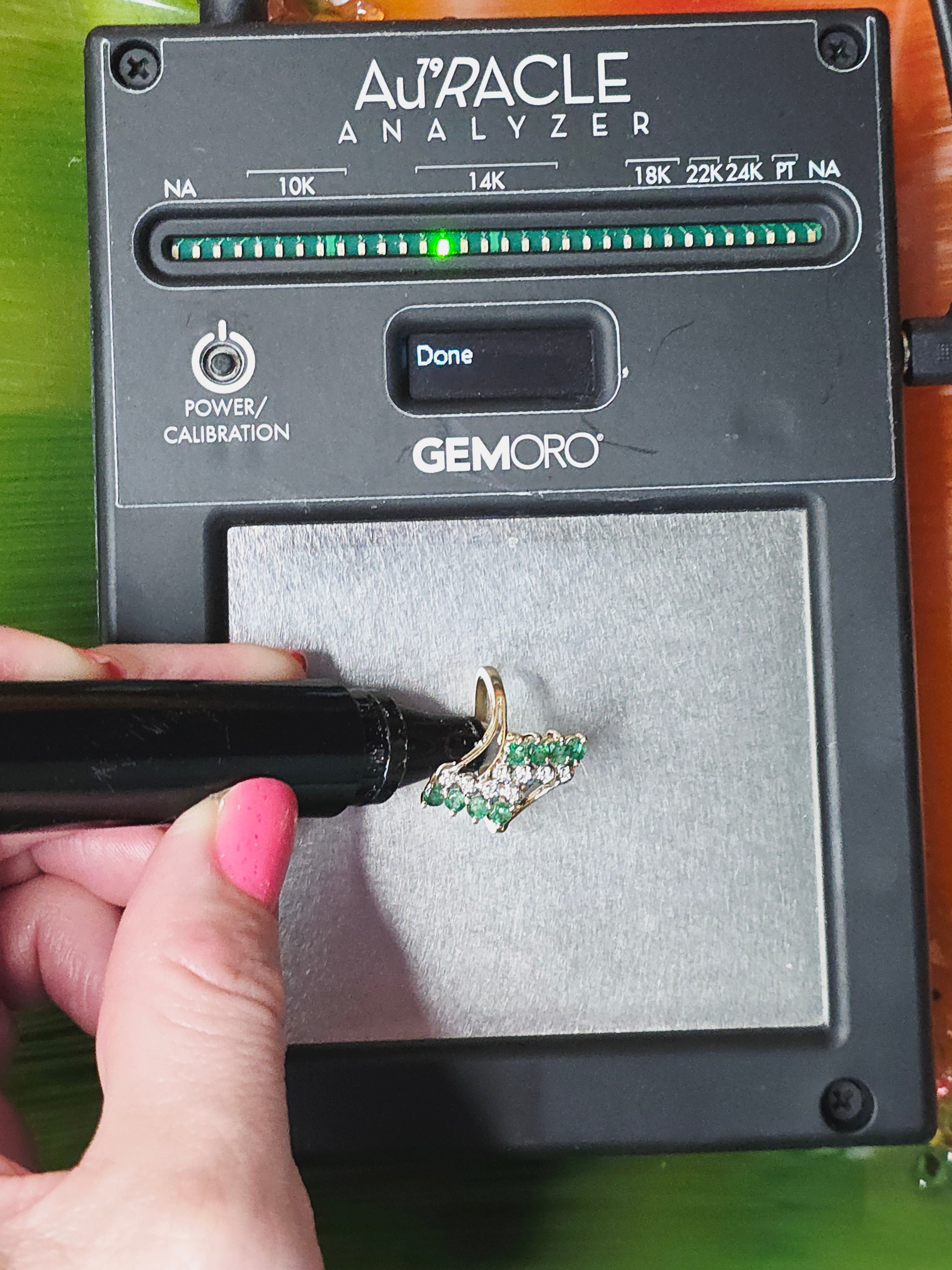 Solid 14K Yellow Gold Ring with Round Cut Emeralds & Diamonds - Size 8