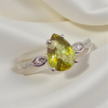 TGGC Solid 10K White Gold Ring with Natural Sphene & White Topaz Accents Size 8