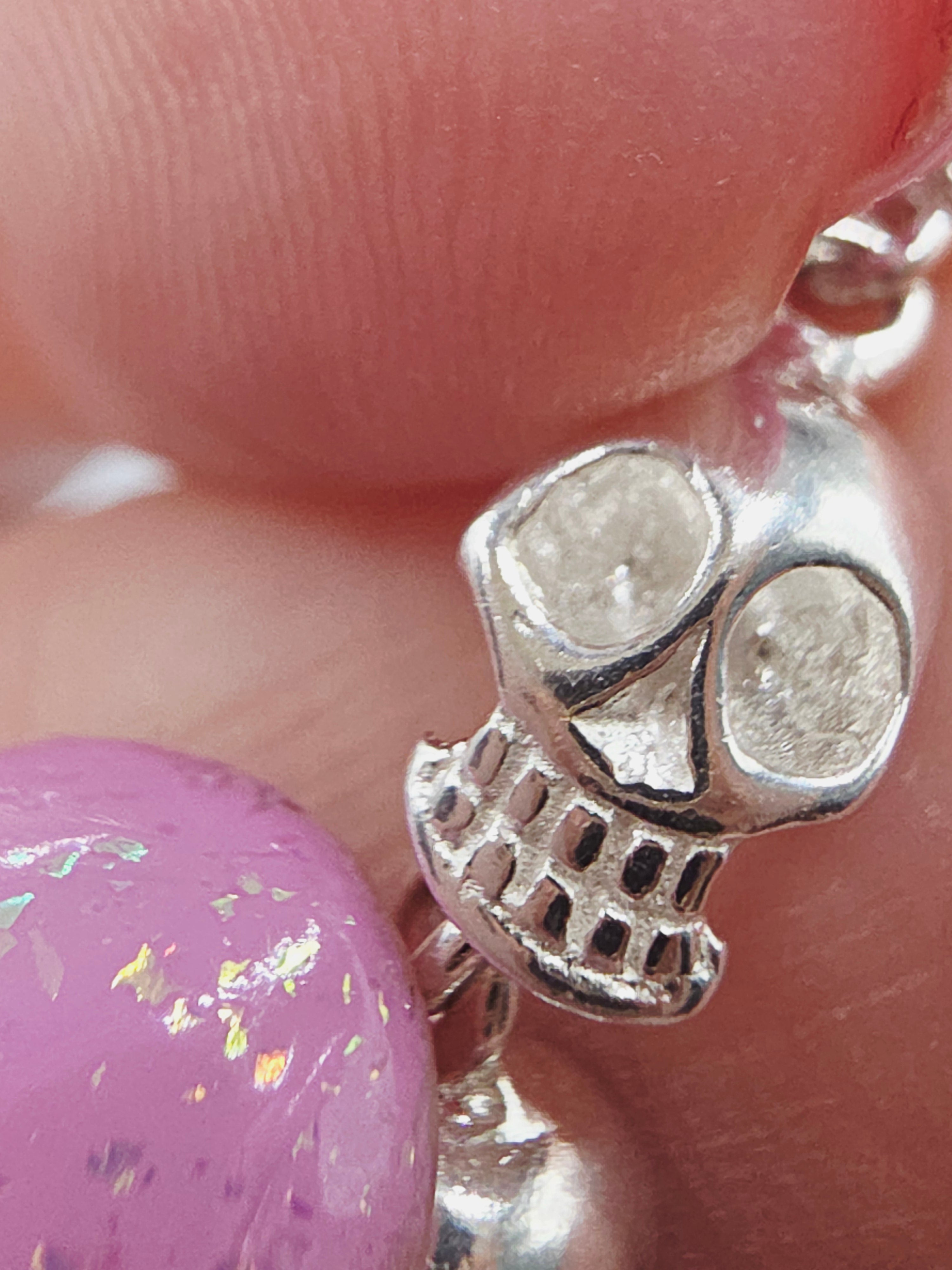 925 Sterling Silver Skull Bones Link Bracelet - 6.75 Inch