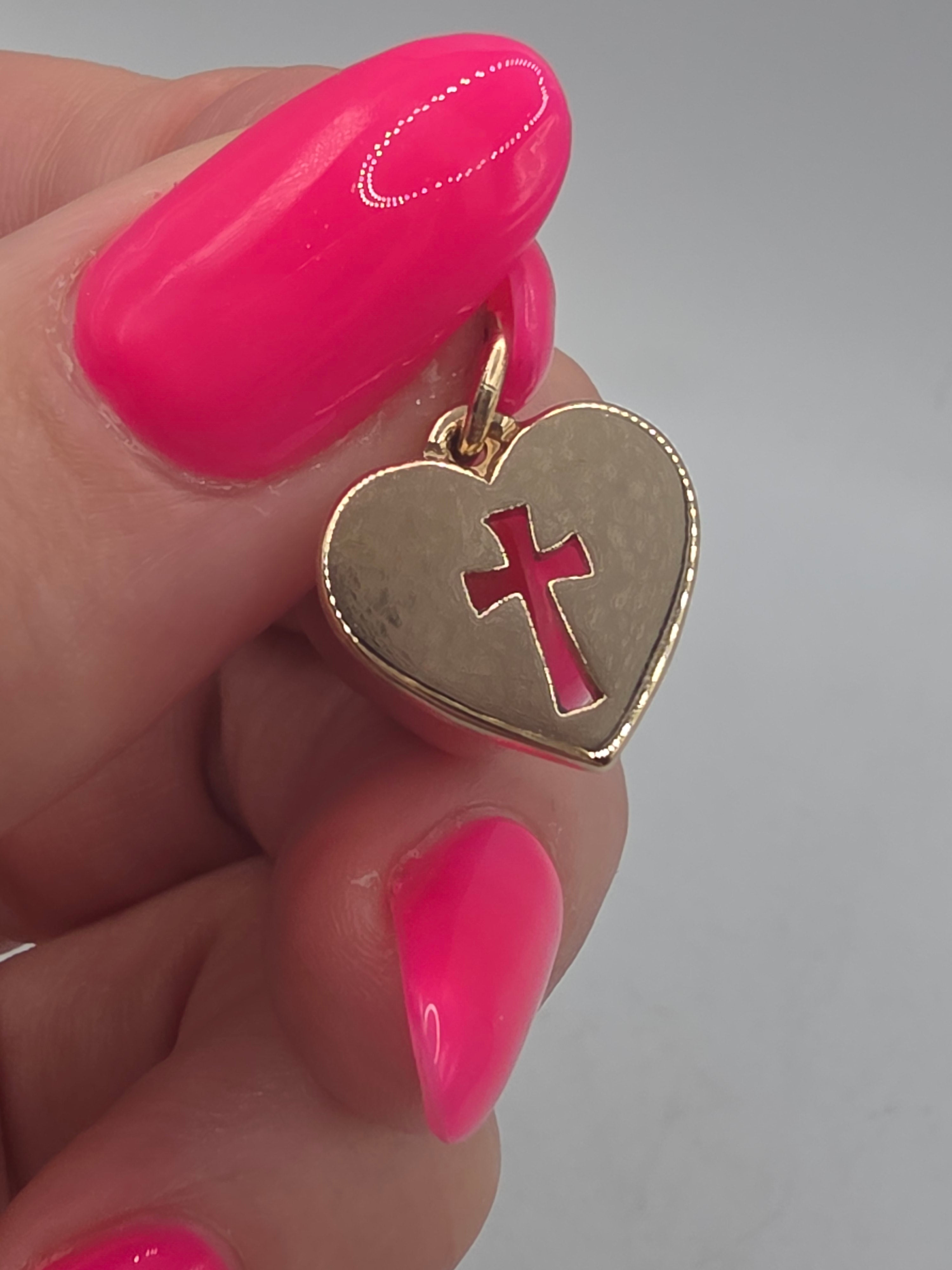 James Avery Solid 14K Yellow Gold Crosslet Cross Heart Charm Pendant