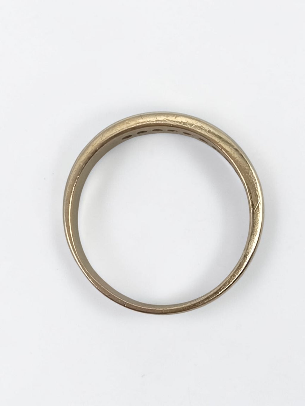 Solid 14K Yellow Gold 9 Diamond Channel Set Stackable Ring - Size 9