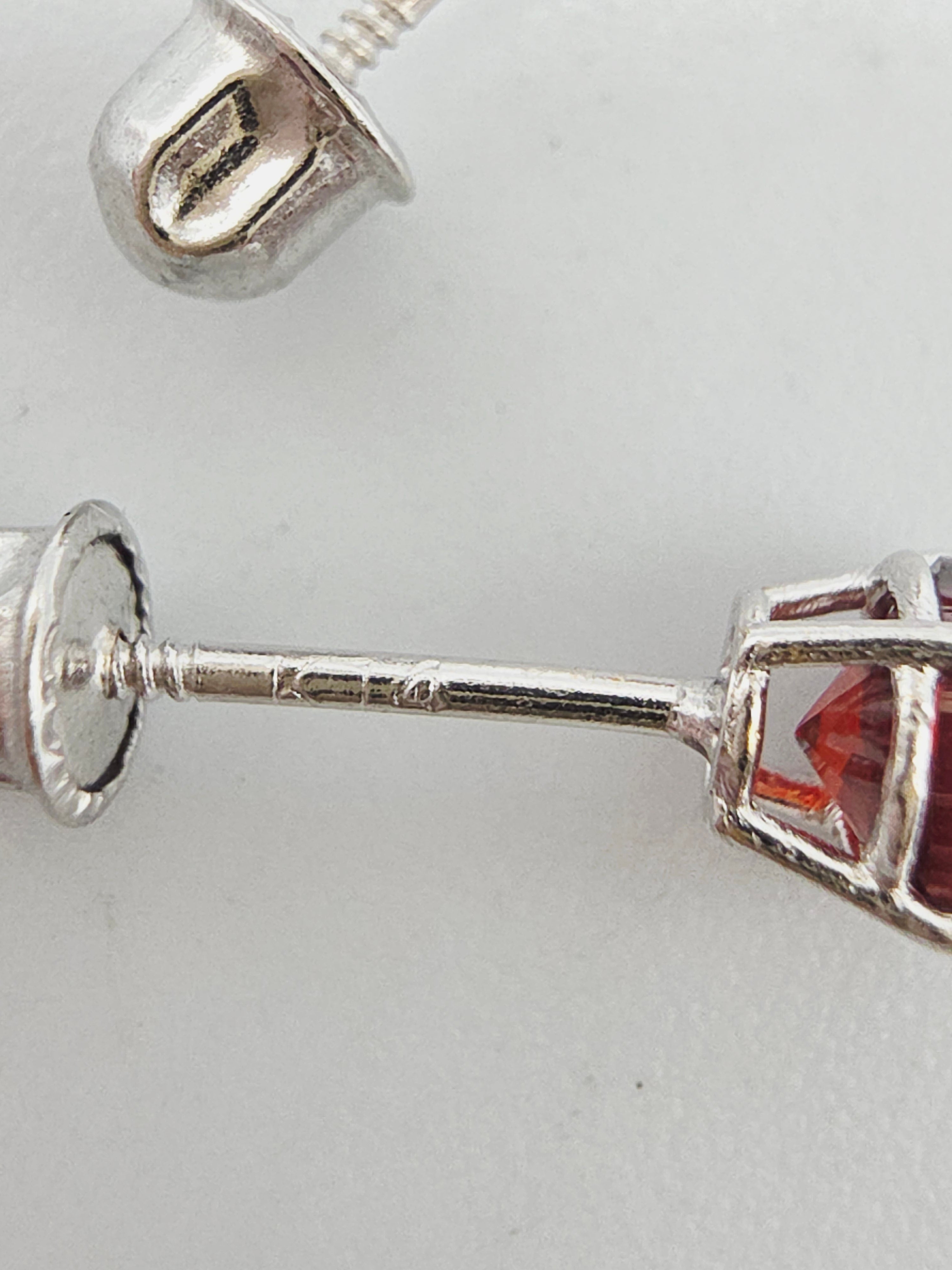 Solid 14K White Gold Garnet Stud Earrings - Screwbacks