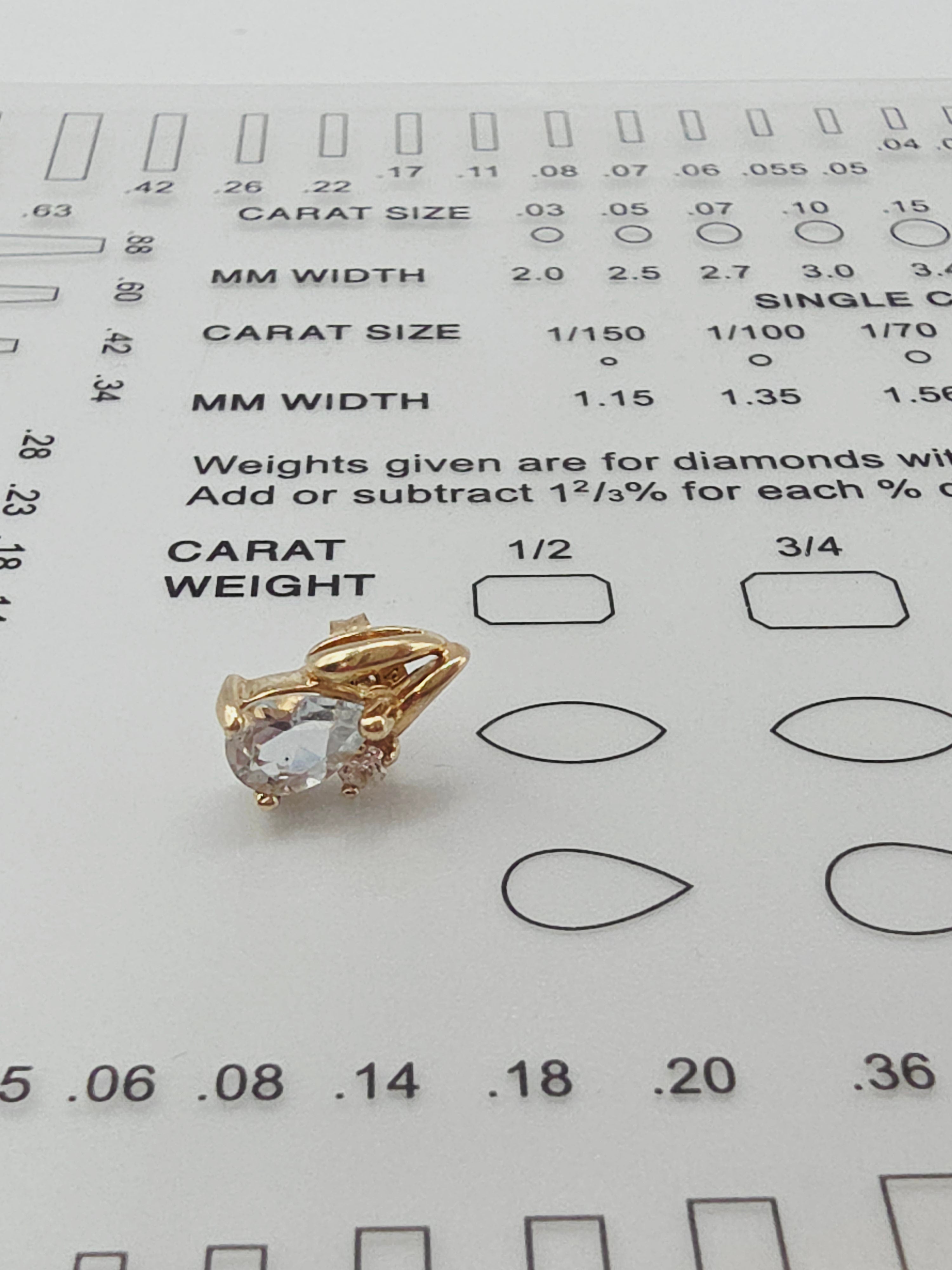 Solid 10K Yellow Gold Pear Cut Aquamarine Stud Earrings with CZ Accent