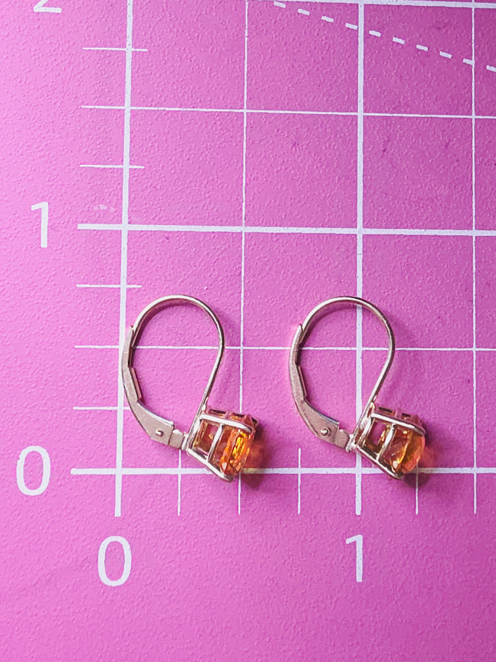Solid 14K Yellow Gold Round Cut Citrine Leverback Drop Earrings