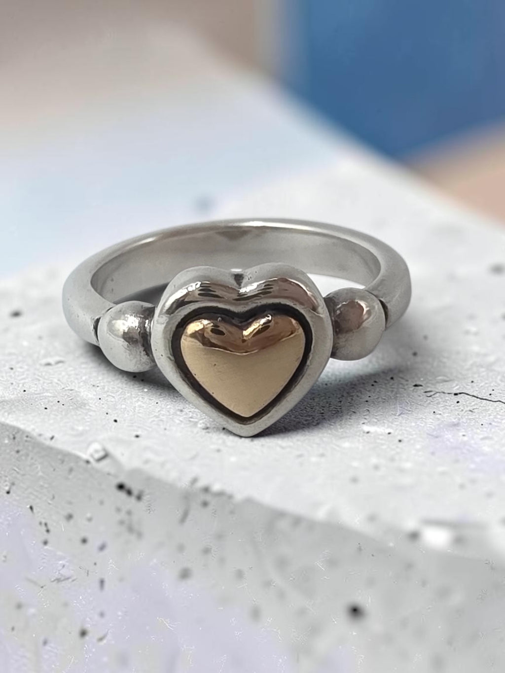 RETIRED James Avery True Love 14K Gold Heart Sterling Silver Ring - Size 6