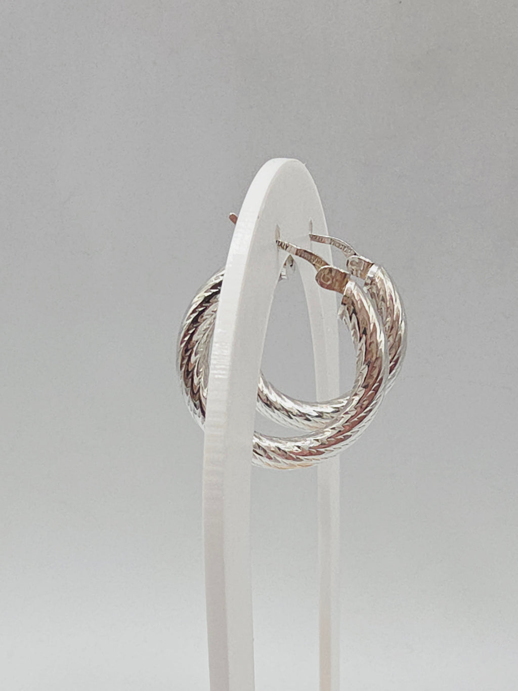 DYADEMA 925 Sterling Silver Diamond-Cut Hoop Earrings Italy Hinged