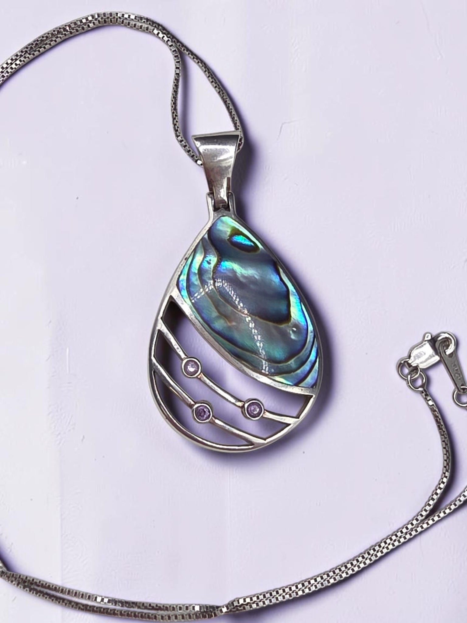 Mother of Pearl and Sterling Silver Pendant Necklace