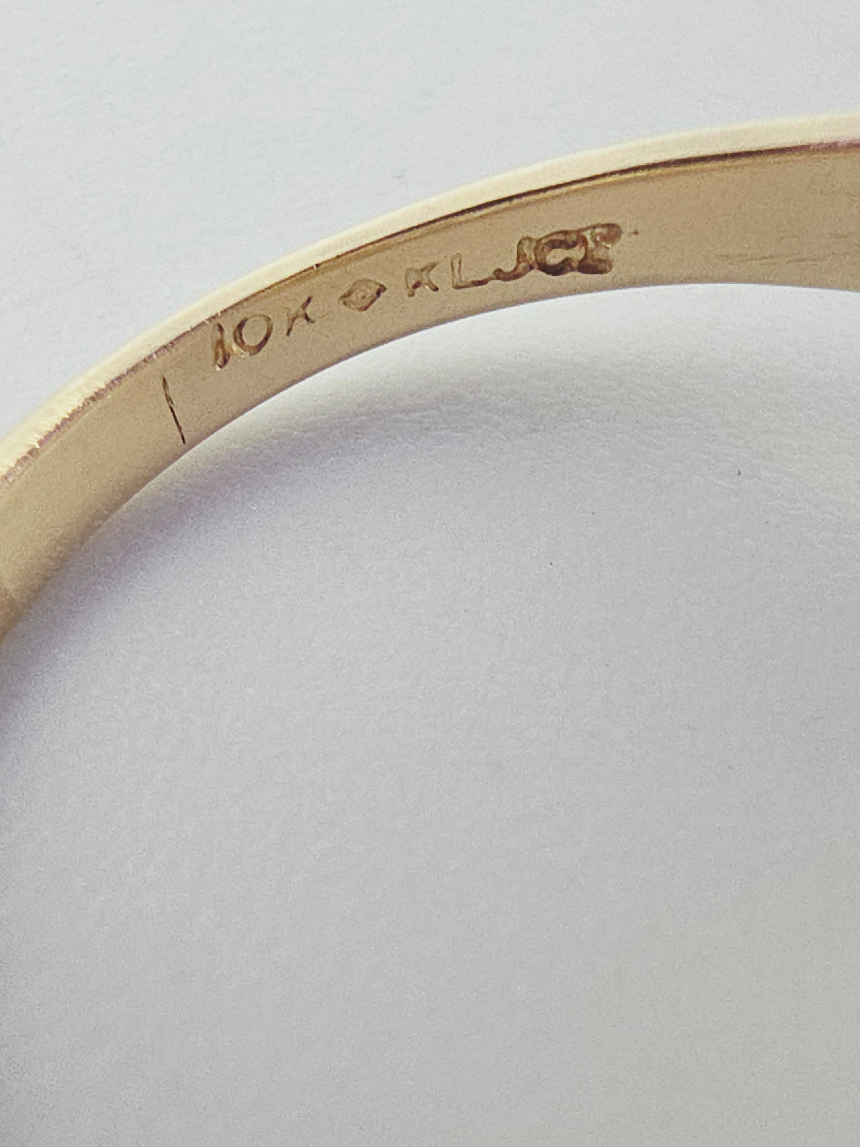 Solid 10K Yellow Gold Ring with Blue Topaz & Diamond Accents - Size 7.75