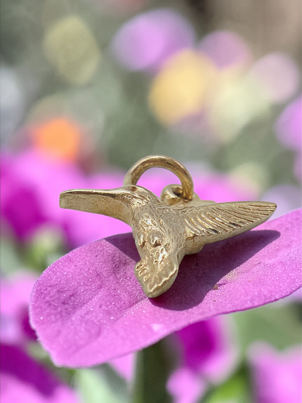 James Avery Solid 14K Yellow Gold Hummingbird Bird Charm Pendant