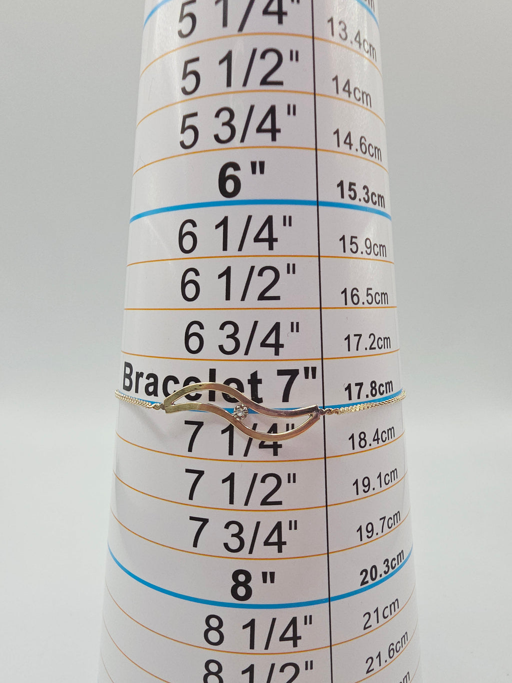 Solid 14K Gold S-Link Serpentine Chain Bracelet wtih Diamond Accent - 7 Inches