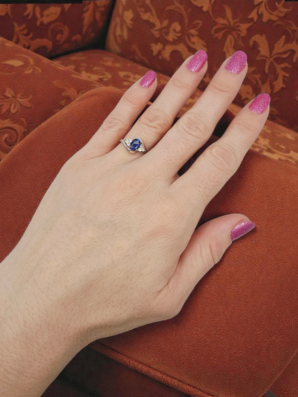 RJW Solid 10K White Gold Ring with Blue Sapphire & White Topaz - Size 6.5