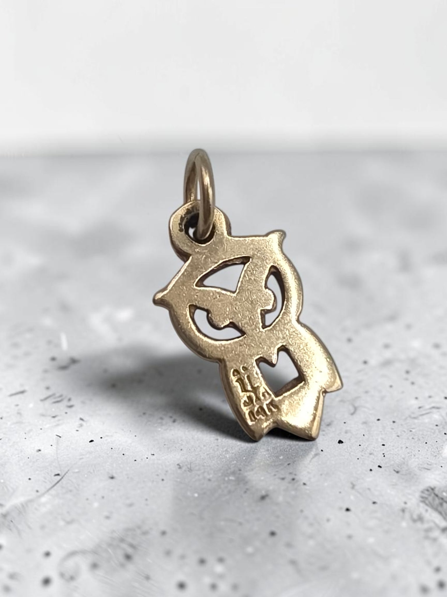 Retired James Avery Solid 14K Gold Owl Cutout Charm Pendant with Box and Pouch